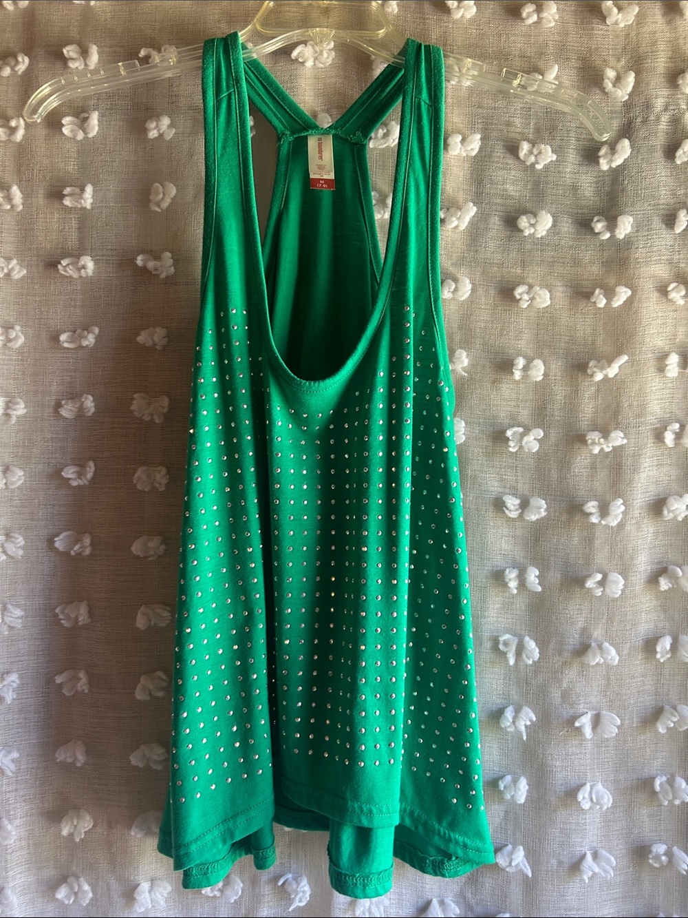 No Boundaries Green Studded Racerback Tank Top
